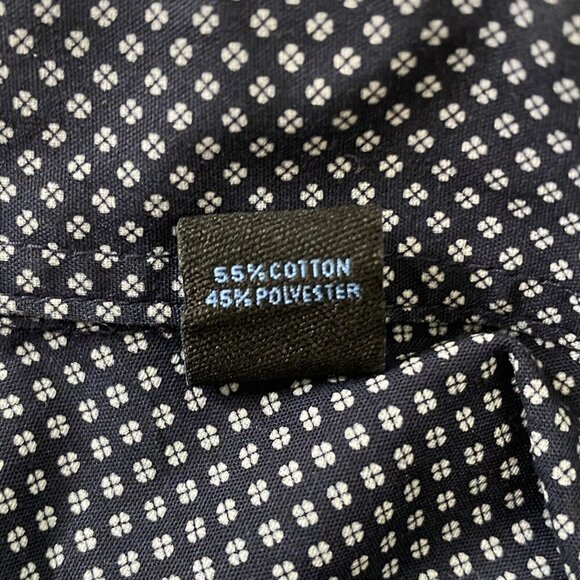 Van Heusen size 16-16.5 32/33 Slim Fit Button Front Shirt Wrinkle Free Navy Blue - Picture 6 of 7